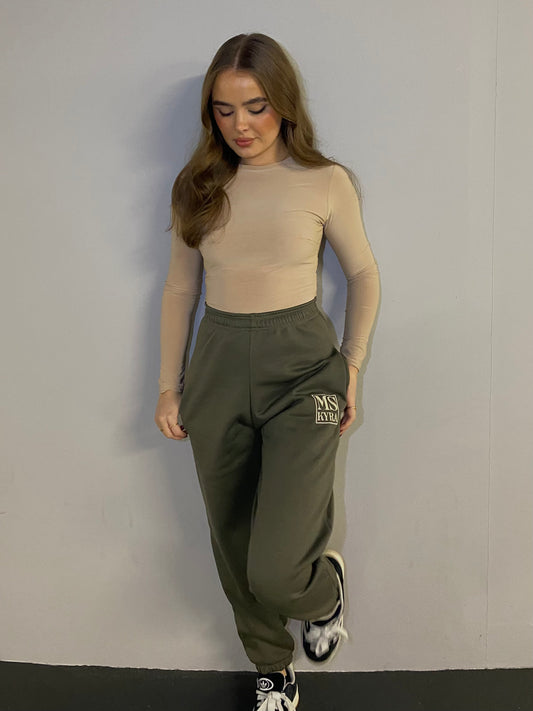 Miskyra Embroidered Joggers - Khaki