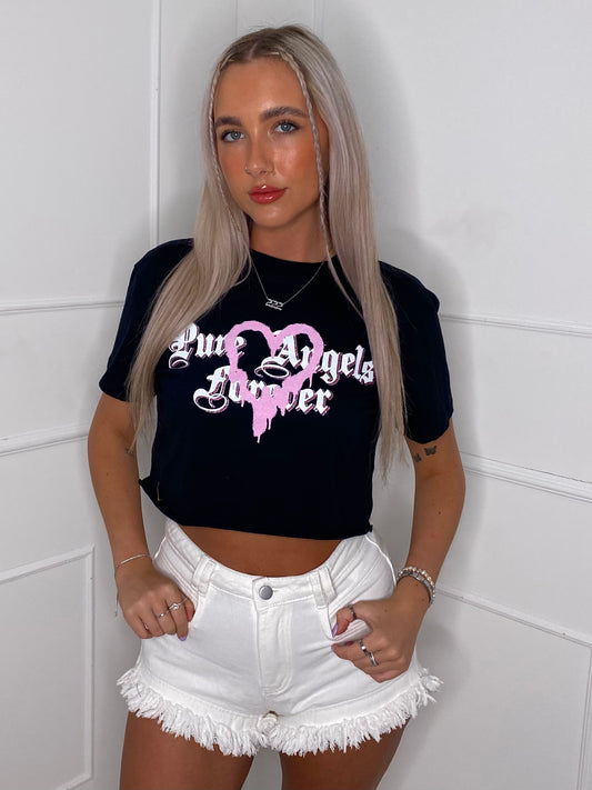 Pure Angels Cropped T-shirt - Black
