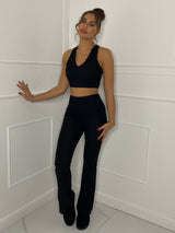 Ribbed Flared Loungesuit - Black