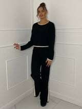 Oversized Knitted Loungeset - Black/Cream