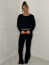 Oversized Knitted Loungeset - Black/Cream