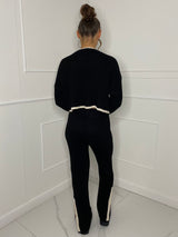 Oversized Knitted Loungeset - Black/Cream