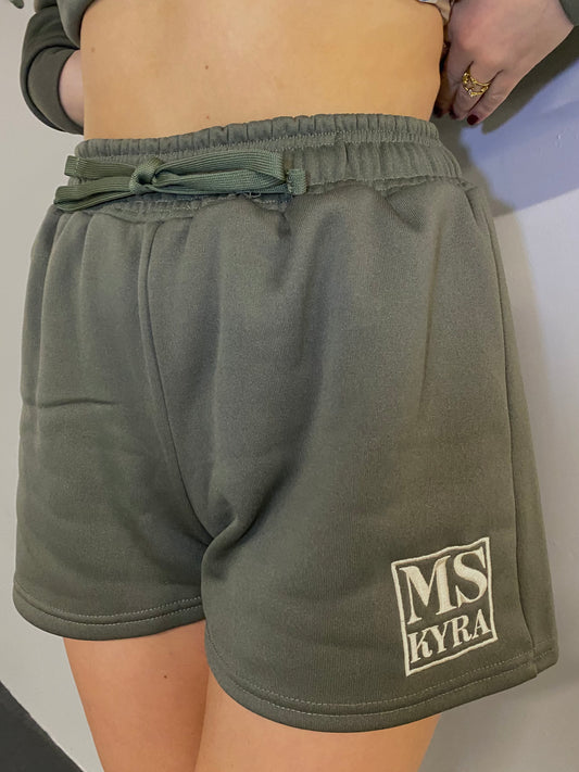 Miskyra Embroidered Shorts - Khaki