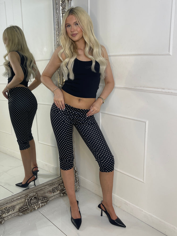 Polka Dot Capri Pants - Black