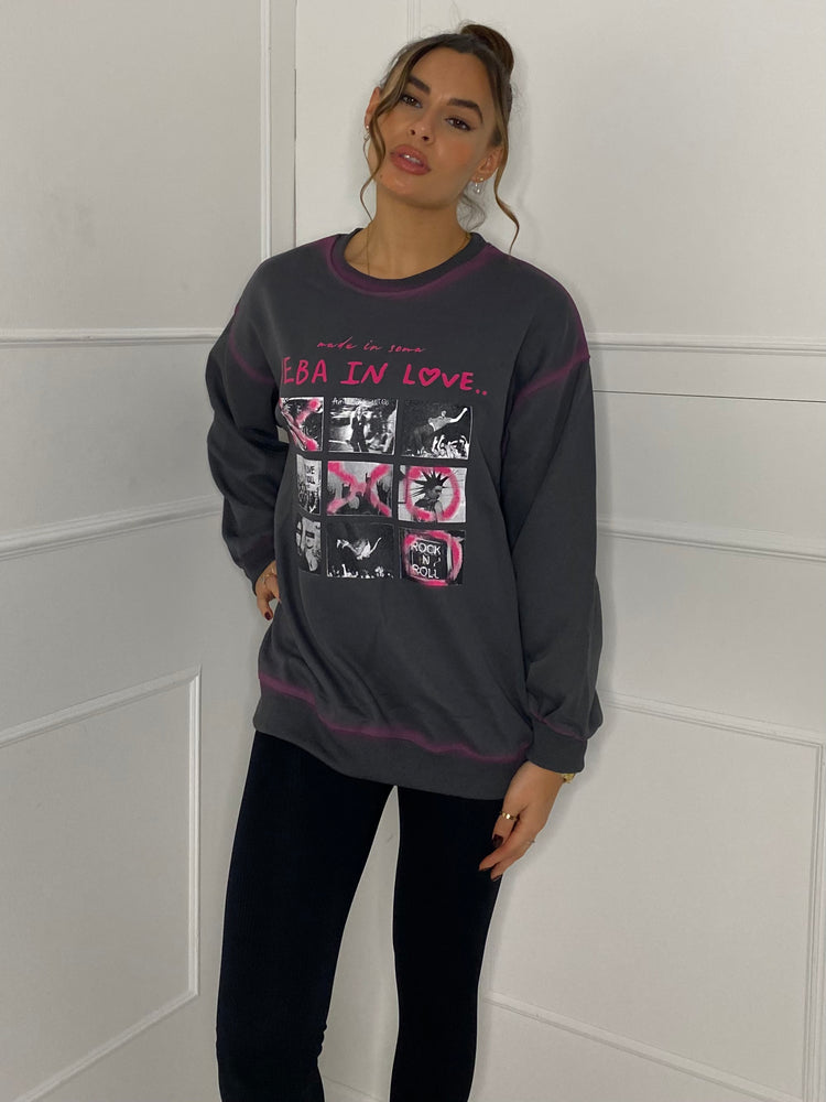 Veba In Love Sweatshirt - Grey/Pink
