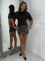 VIRAL Cinch Waist T-Shirt - Brown