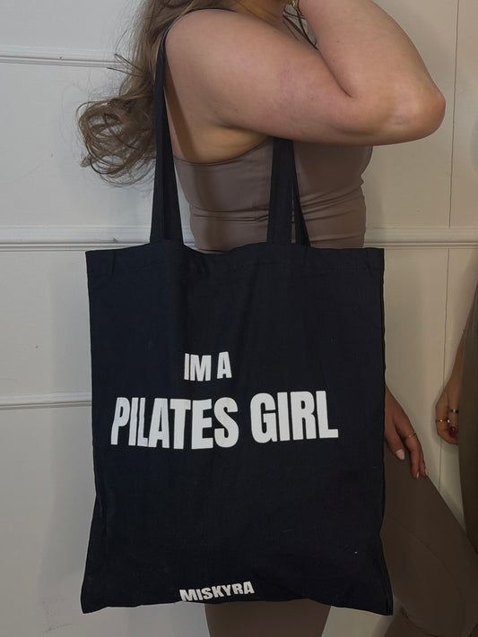 Pilates Girl Canvas Tote Bag - Black