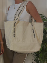 Miskyra Branded Pocket Detail Tote Bag - Natural