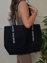 Miskyra Branded Pocket Detail Tote Bag - Black