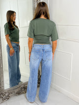 VIRAL Cinch Waist T-Shirt - Khaki