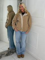 Teddy Zip Up Fleece Jacket - Beige