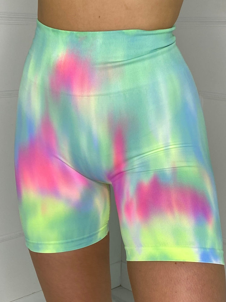 Ruche Bum Cycling Shorts - Rainbow Marble