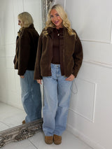 Teddy Zip Up Fleece Jacket - Brown