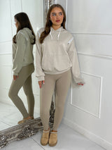 Shoulder Zip Detail Lightweight Hoodie - Beige