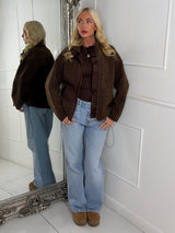 Teddy Zip Up Fleece Jacket - Brown