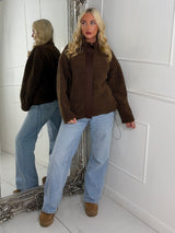 Teddy Zip Up Fleece Jacket - Brown