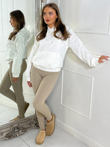 Shoulder Zip Detail Lightweight Hoodie - White