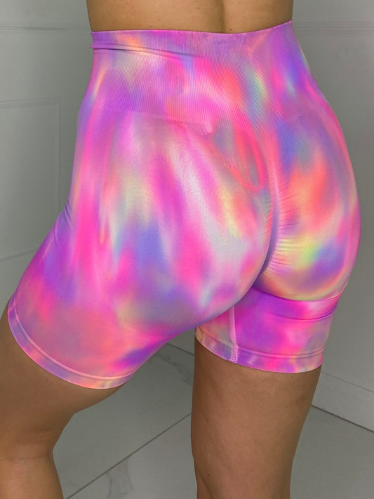 Ruche Bum Cycling Shorts - Pink Marble