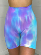 Ruche Bum Cycling Shorts - Blue/Purple Marble