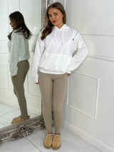 Shoulder Zip Detail Lightweight Hoodie - White