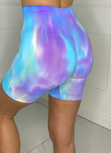 Ruche Bum Cycling Shorts - Blue/Purple Marble