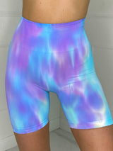 Ruche Bum Cycling Shorts - Blue/Purple Marble