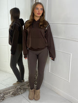 Shoulder Zip Detail Lightweight Hoodie - Brown