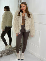 Shaggy Faux Fur Jacket - Cream