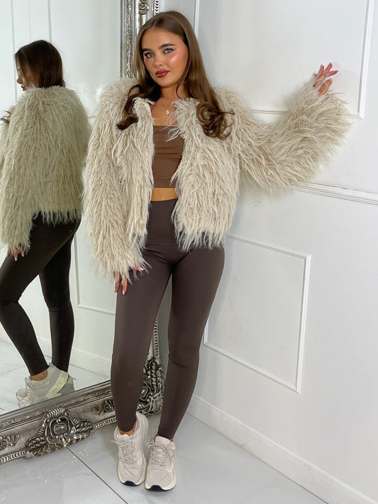 Shaggy Faux Fur Jacket - Cream