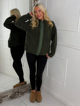 Teddy Zip Up Fleece Jacket - Khaki