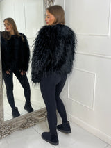 Shaggy Faux Fur Jacket - Black