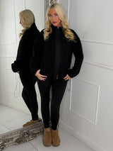 Teddy Zip Up Fleece Jacket - Black