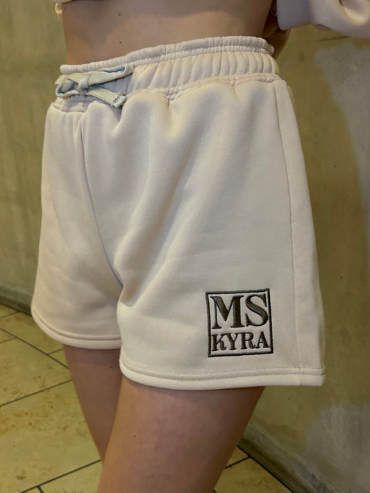 Miskyra Embroidered Sweatshirt & Shorts Set - Stone