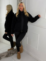 Teddy Zip Up Fleece Jacket - Black