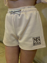 Miskyra Embroidered Sweatshirt & Shorts Set - Stone