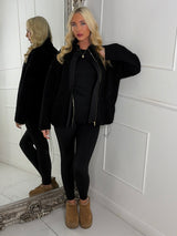 Teddy Zip Up Fleece Jacket - Black