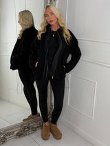 Teddy Zip Up Fleece Jacket - Black