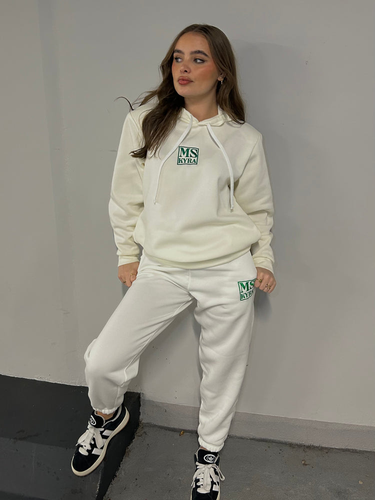 Miskyra Embroidered Hoodie & Jogger Set - Cream