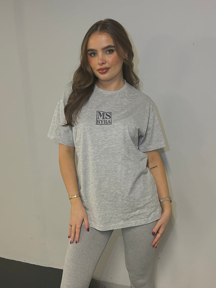 Miskyra Embroidered T-Shirt - Grey