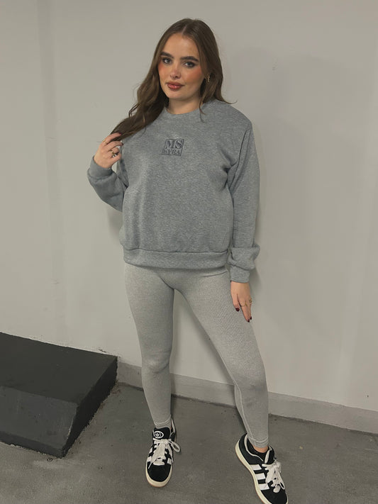 Miskyra Embroidered Sweatshirt - Grey