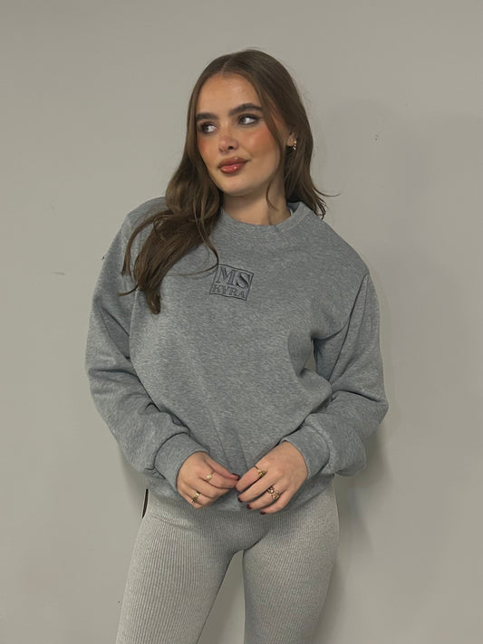 Miskyra Embroidered Sweatshirt - Grey