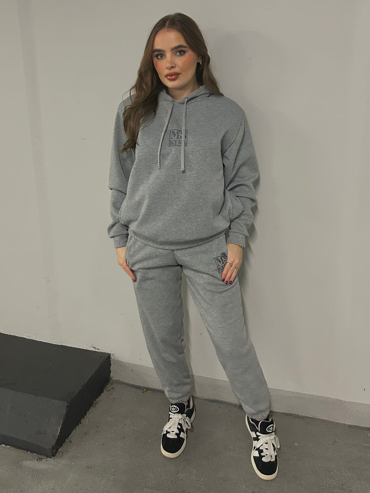 Miskyra Embroidered Hoodie & Jogger Set - Grey