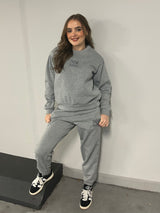 Miskyra Embroidered Sweatshirt & Jogger Set - Grey