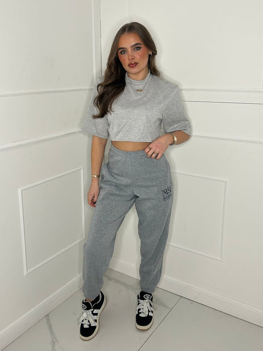 Miskyra Embroidered Joggers - Grey