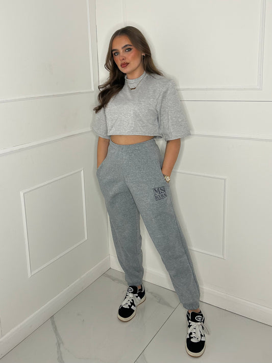 Miskyra Embroidered Joggers - Grey