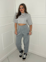 Miskyra Embroidered Joggers - Grey