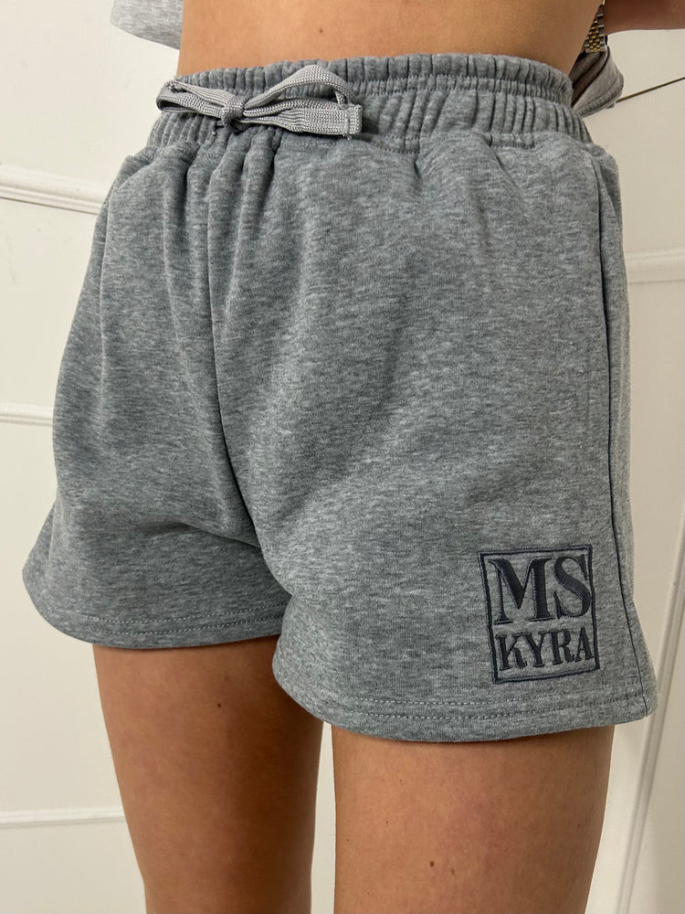 Miskyra Embroidered Shorts - Grey