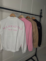 Manhattan Half Zip Embroidered Jumper - Beige