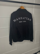 Manhattan Half Zip Embroidered Jumper - Black
