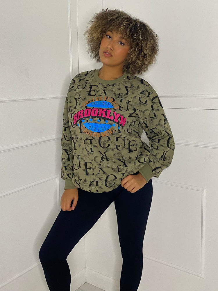 Brooklyn Printed Sweatshirt - Khaki